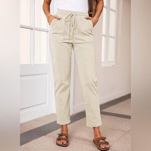 Women's Cream Corduroy Pants